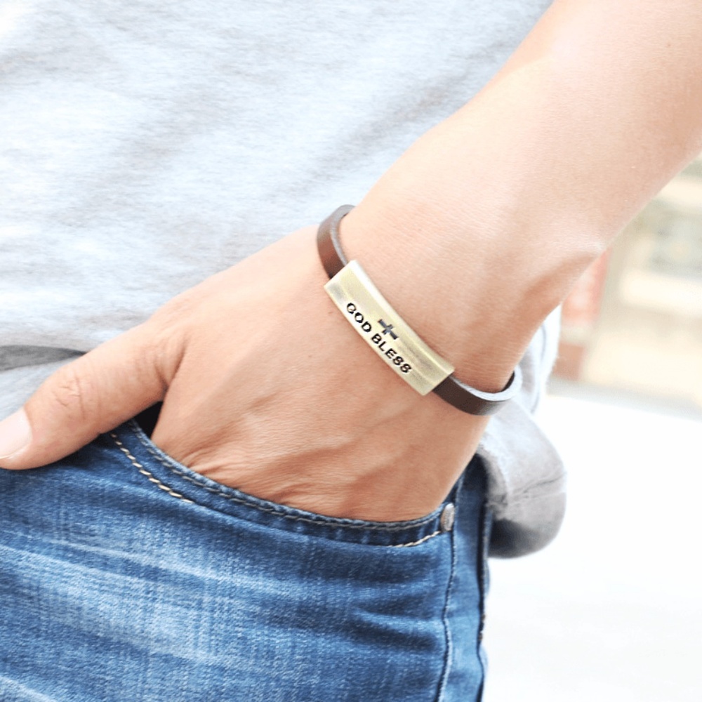 GOD BLESS Leather Bracelet - Picture 5 of 6